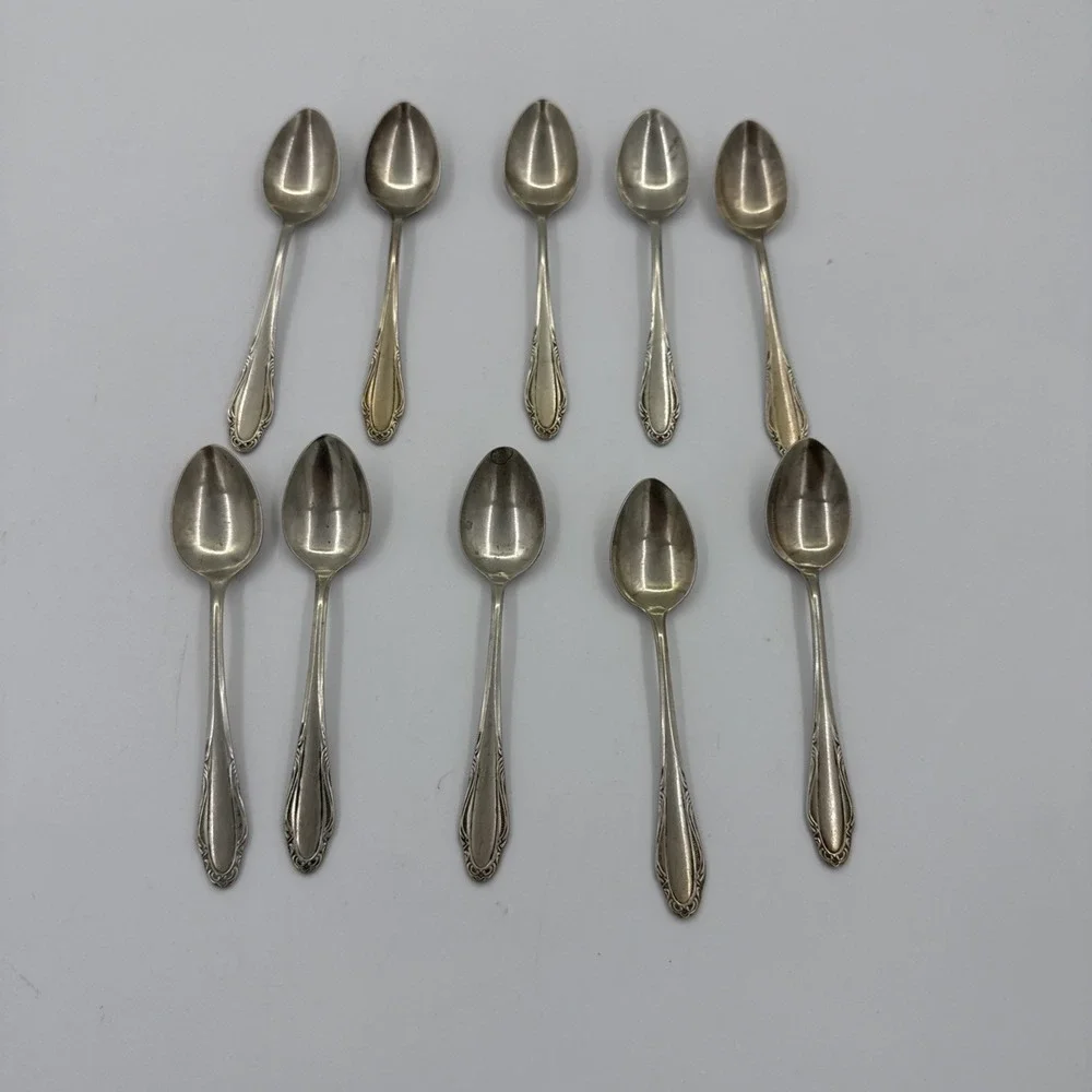 Silvia Made In Germany Vintage Silver plated Small Tea Spoons Set Of 10